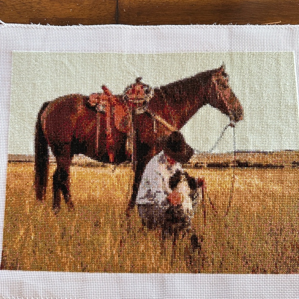 Horse and Rider Needlepoint Art